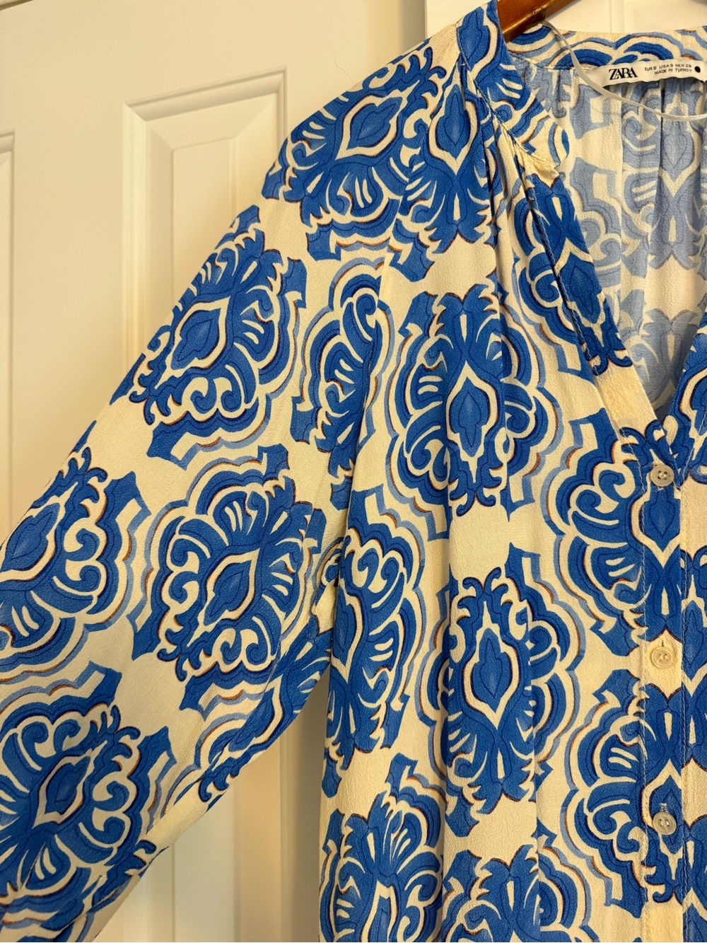 Zara Medallion Print Button Down Tunic Kaftan Midi Dress Size Small - Picture 4 of 9